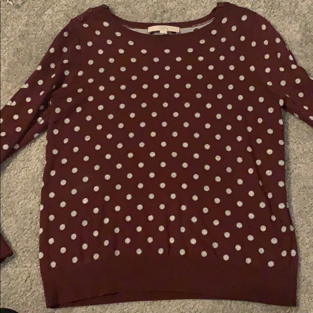 Burgundy with gray dot sweater